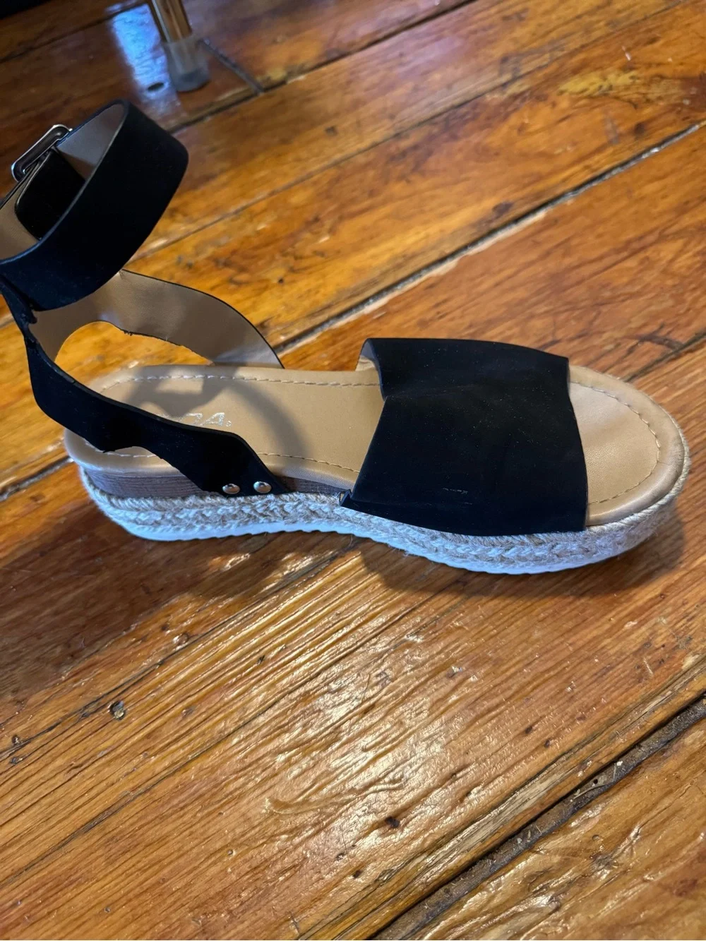 Black Espadrille Platform Sandals with Ankle Strap